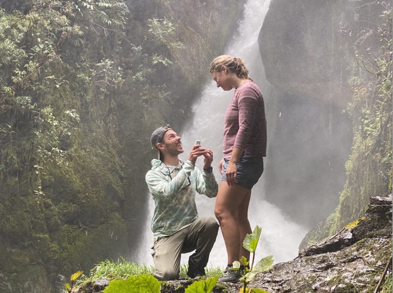 Jeremy's Proposal at Savegre River Waterfall in Costa Rica