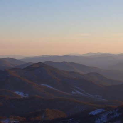 sunrise view of endless mountain ridge lines of Cherokee National Forest mountains