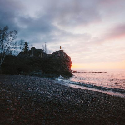 Shore During Golden Hour in Silver Bay, Minnesota