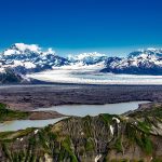Ariel view of lake clark national park glacier field