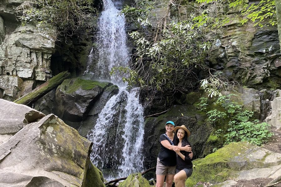 Waterfall hike at adult summer camp in Smoky Mountains National Park