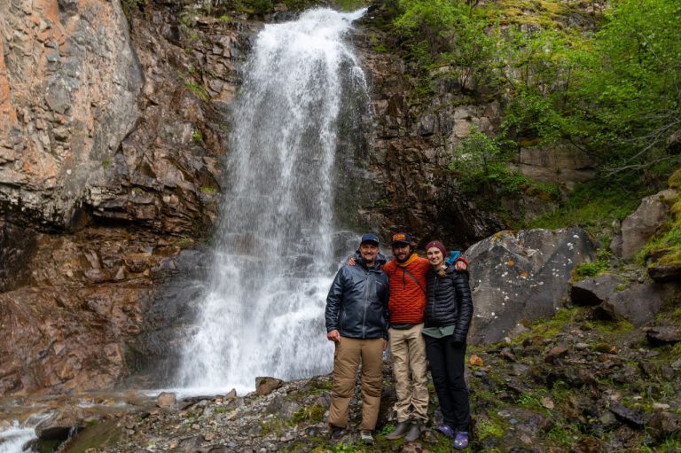 Hiking in Lake Clark National Park on their 7-day yacht charter in alaska