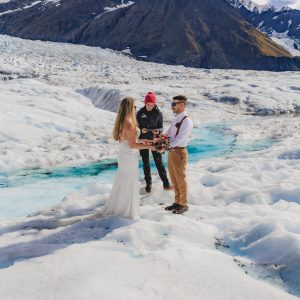Elopement ceremony on Knik glacier