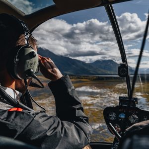 Flying to the glacier