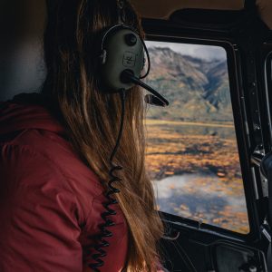Flying to the glacier