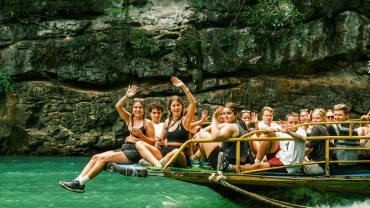 group boat tour of beginner adventure travelers